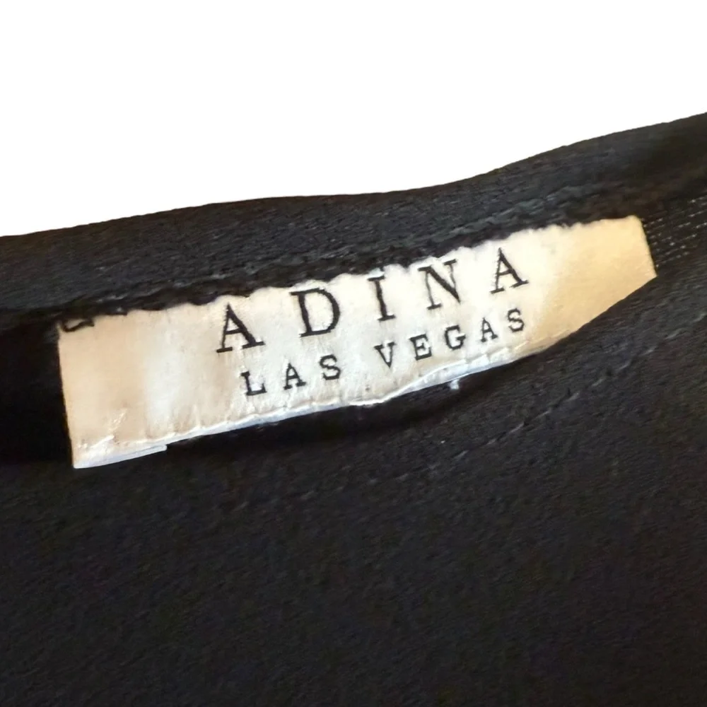 Adina Las Vegas Puff Sleeve Ruffle Hem Dress Black Women’s Small Knee Length - Picture 5 of 6